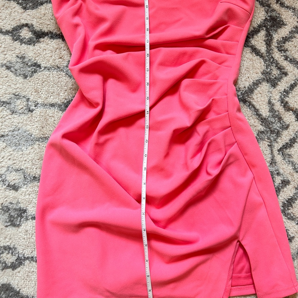 Lena Brecken Asymmetrical Mini Dress in Barbie Pink Size M